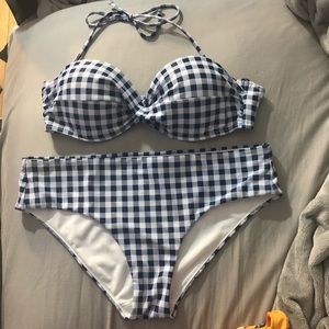 Checkered Bikini -Blue and White